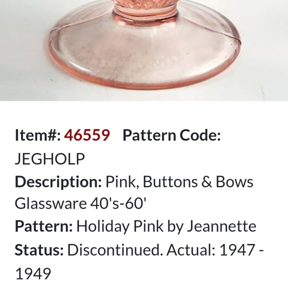 1940s "Holiday Pink" Pitcher / Creamer / Sauces & Dressings by Jeannette - Picture 3 of 5